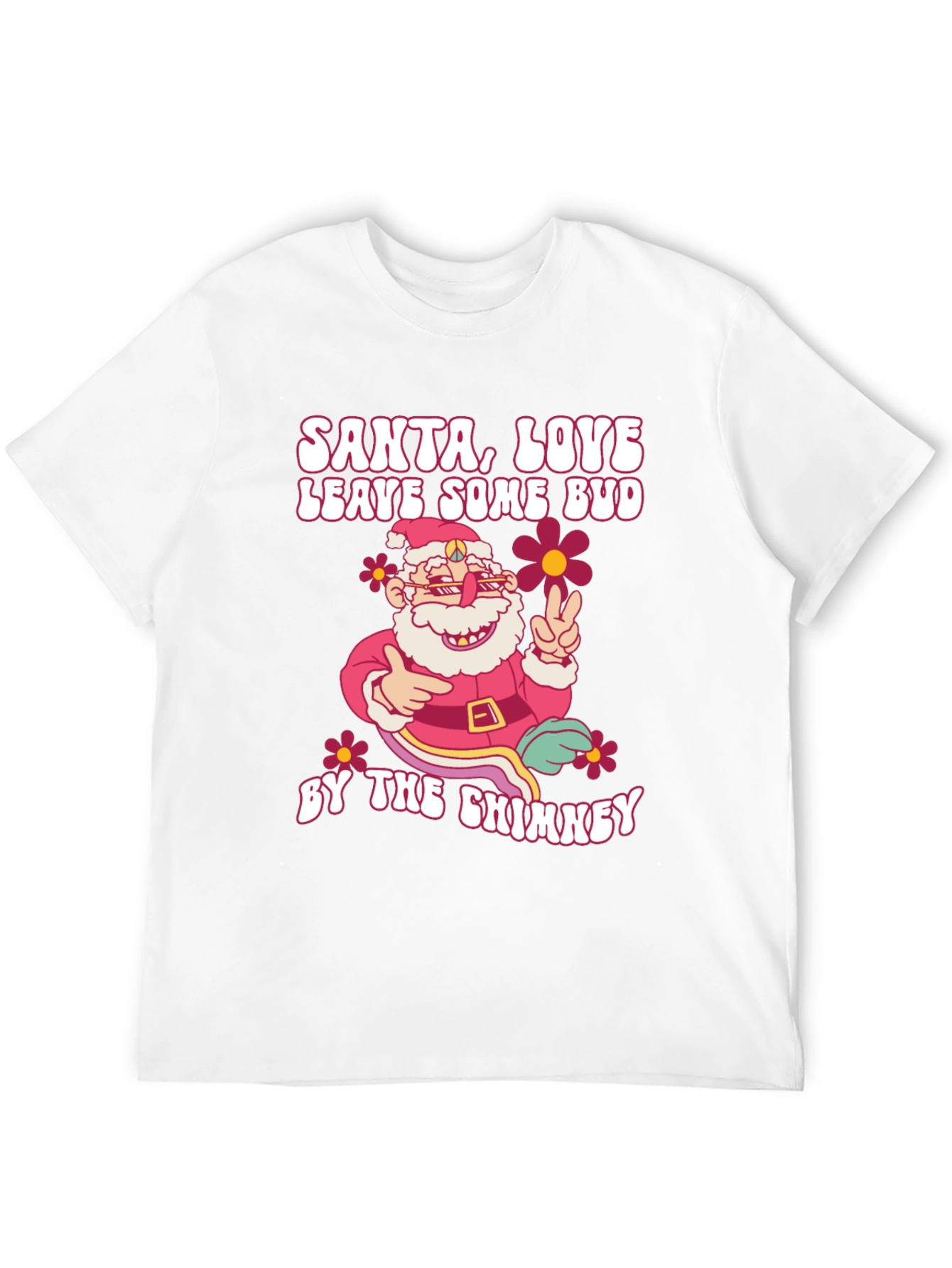 Santa Love Bud Graphic T-Shirt - Christmas Holiday