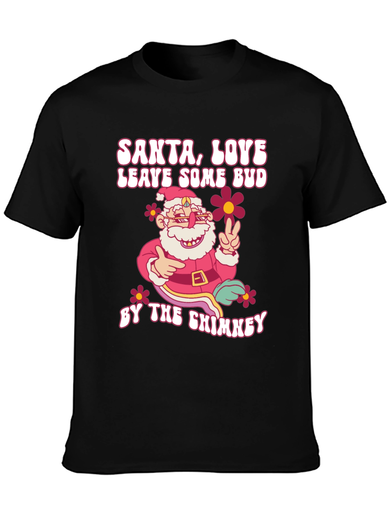 Santa Love Bud Graphic T-Shirt - Christmas Holiday