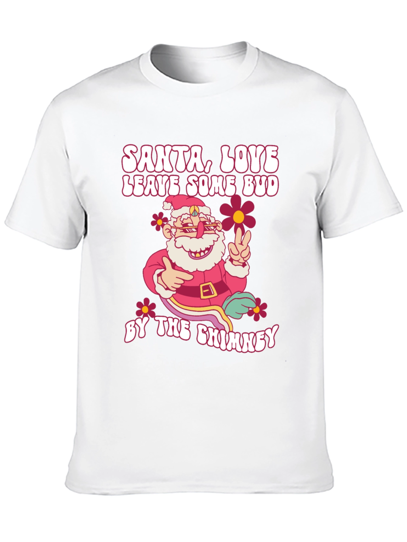 Santa Love Bud Graphic T-Shirt - Christmas Holiday