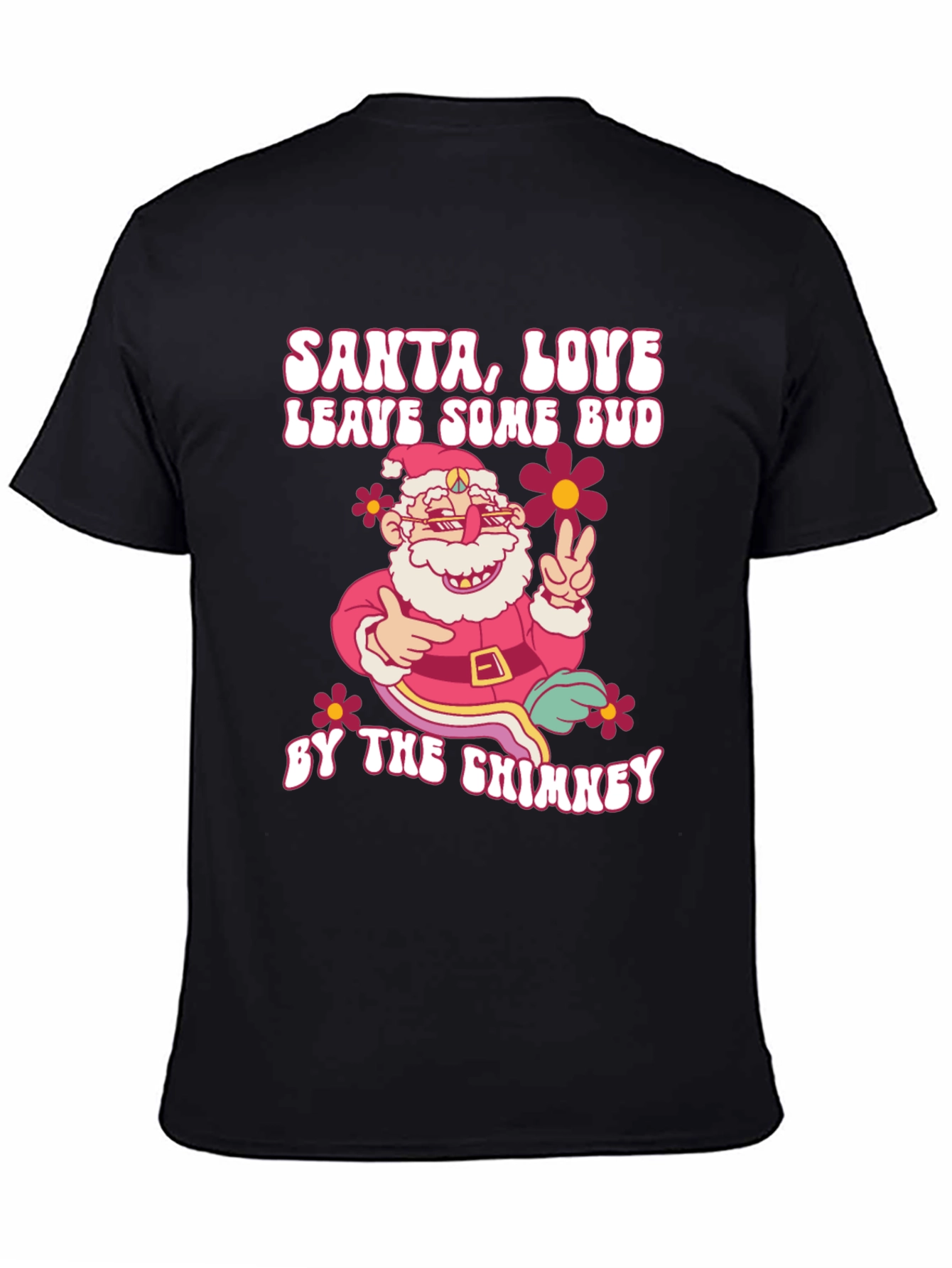 Santa Love Bud Graphic T-Shirt - Christmas Holiday