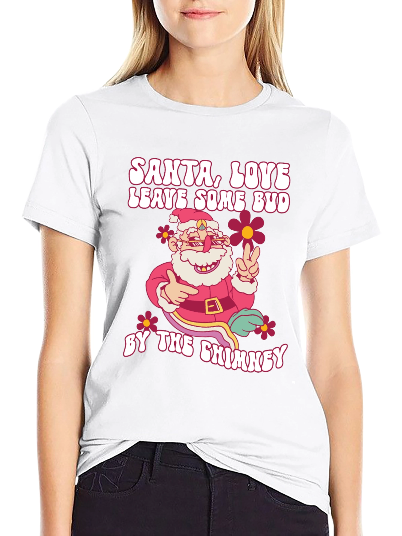 Santa Love Bud Graphic T-Shirt - Christmas Holiday