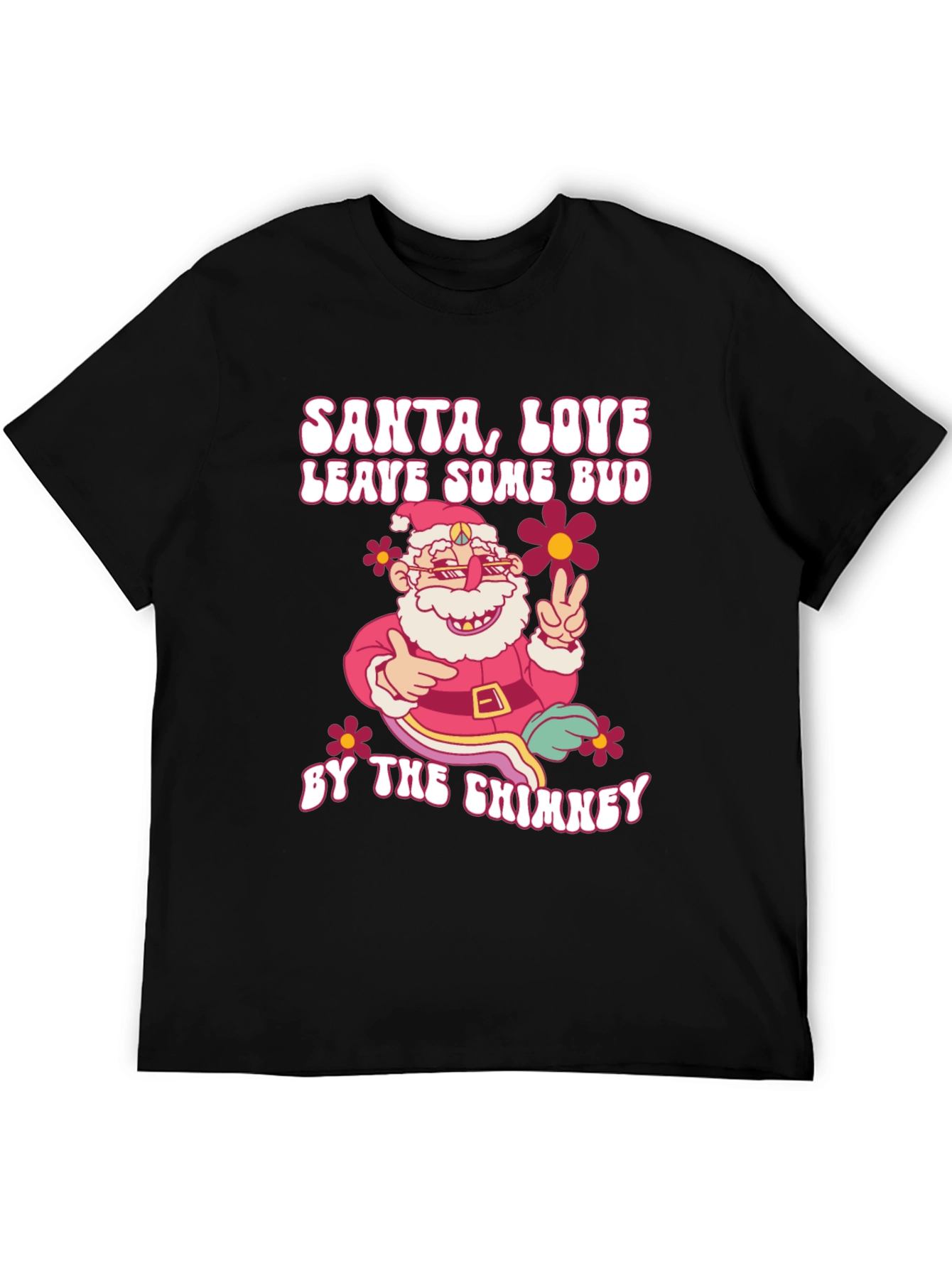 Santa Love Bud Graphic T-Shirt - Christmas Holiday