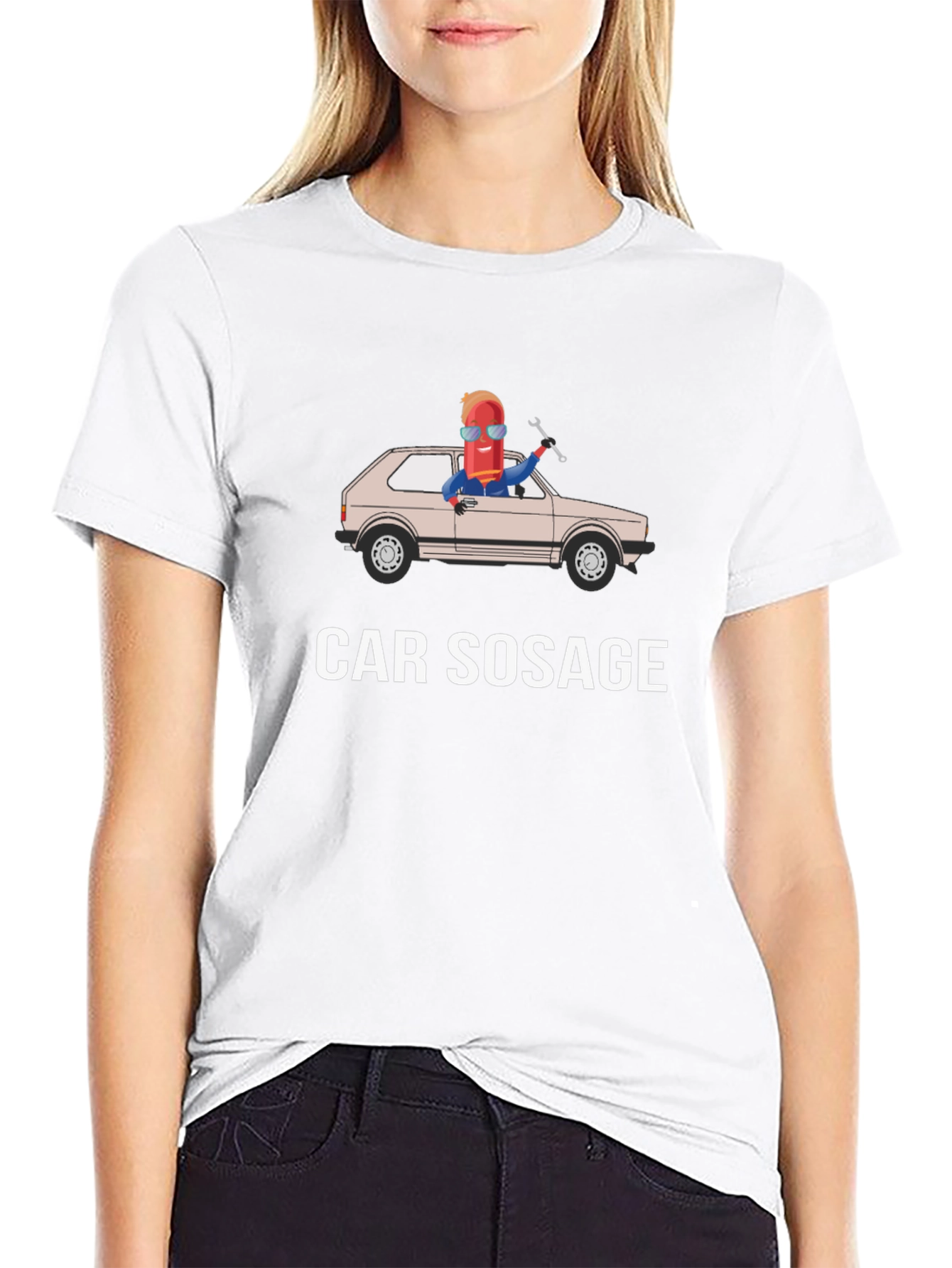 Car Sosage T-Shirt - Funny Sausage Car Graphic Tee