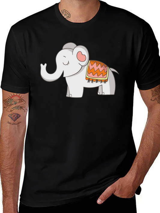 Cute Elephant Graphic Tee - Black Cotton Blend