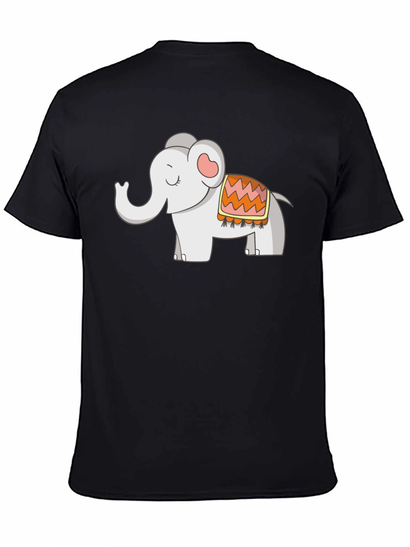 Cute Elephant Graphic Tee - Black Cotton Blend