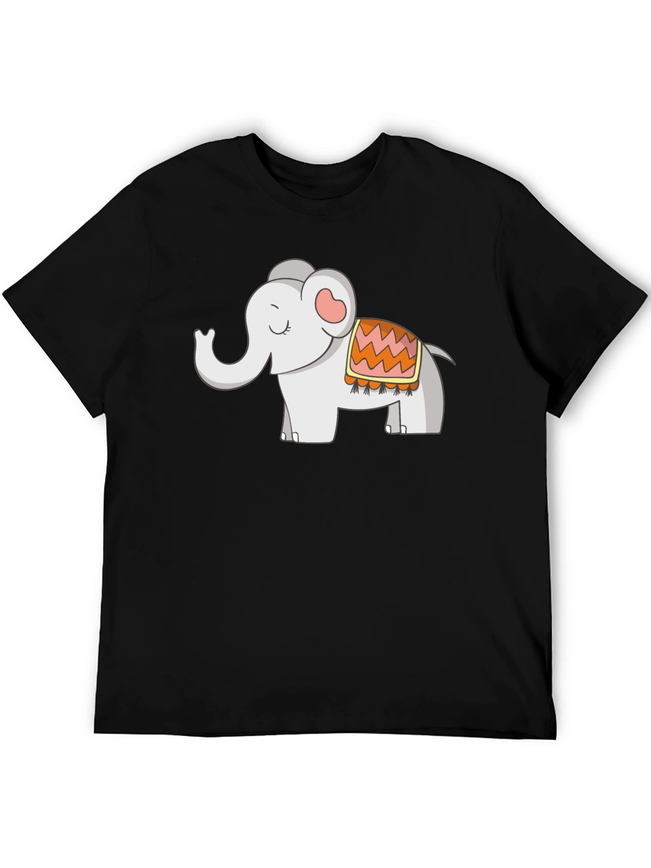 Cute Elephant Graphic Tee - Black Cotton Blend