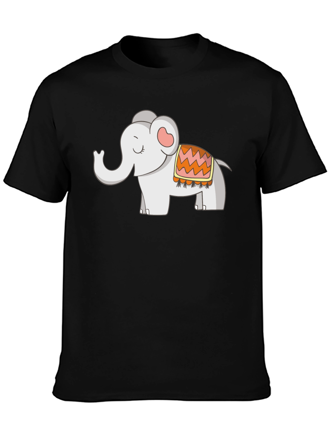 Cute Elephant Graphic Tee - Black Cotton Blend