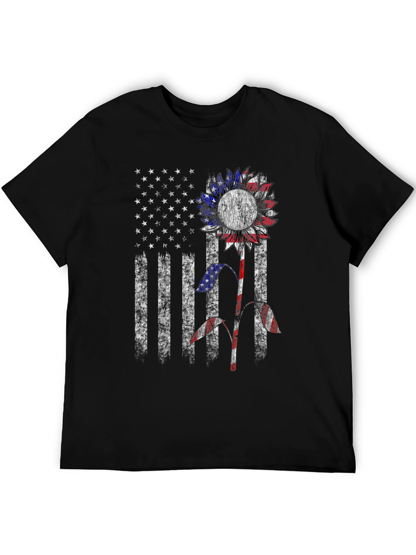 American Flag Sunflower Graphic T-Shirt