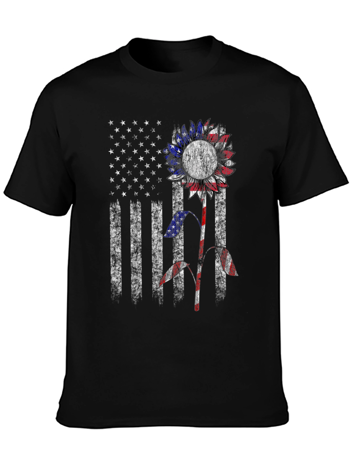 American Flag Sunflower Graphic T-Shirt