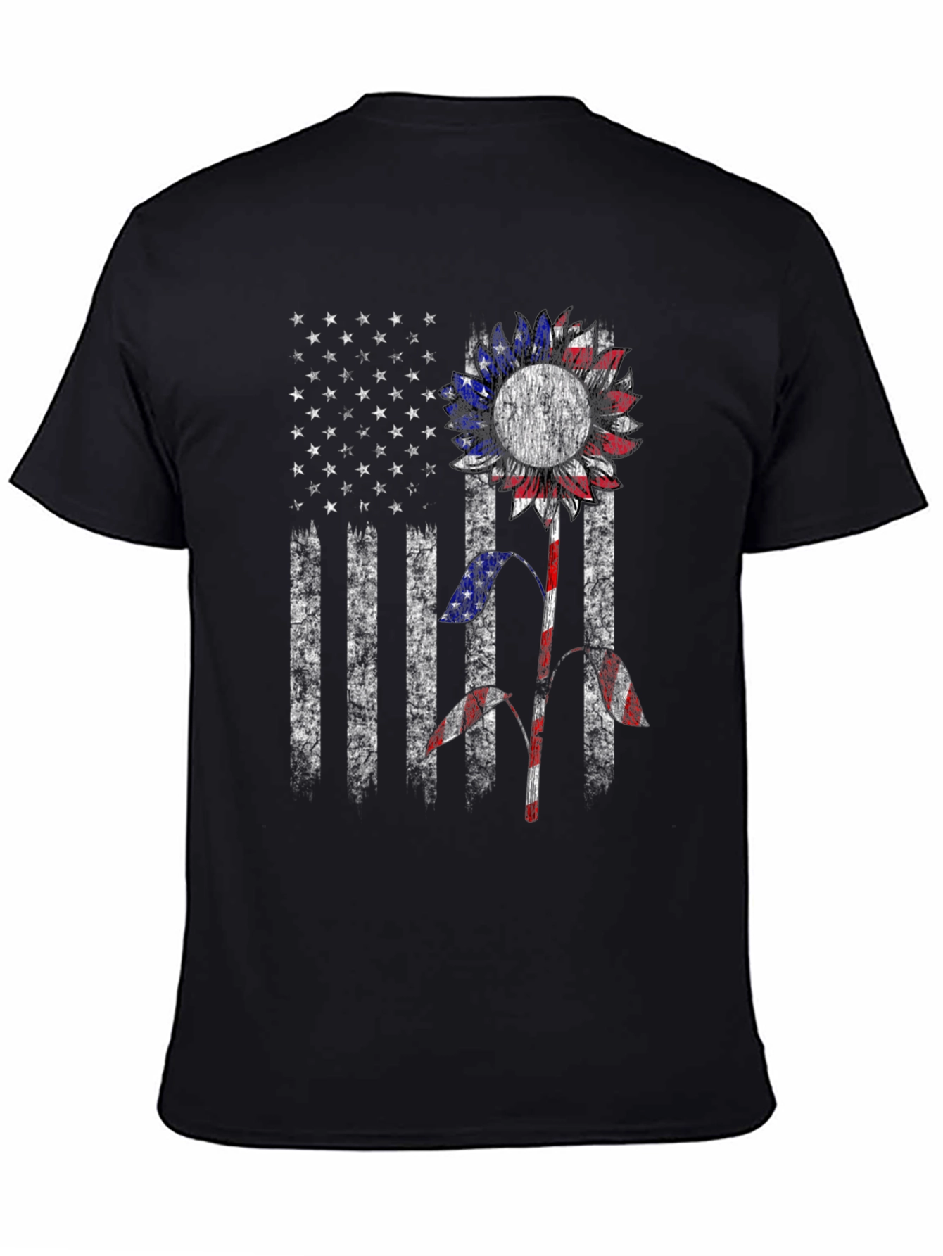 American Flag Sunflower Graphic T-Shirt
