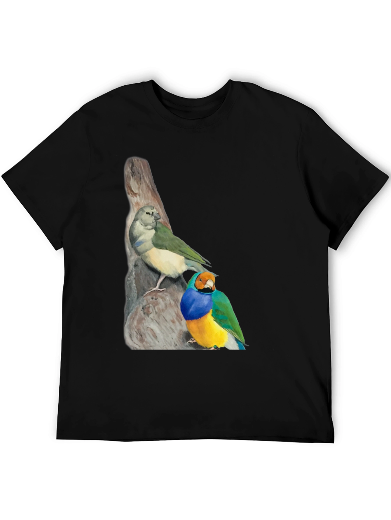 Birds on Branch Black T-Shirt