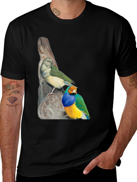 Birds on Branch Black T-Shirt