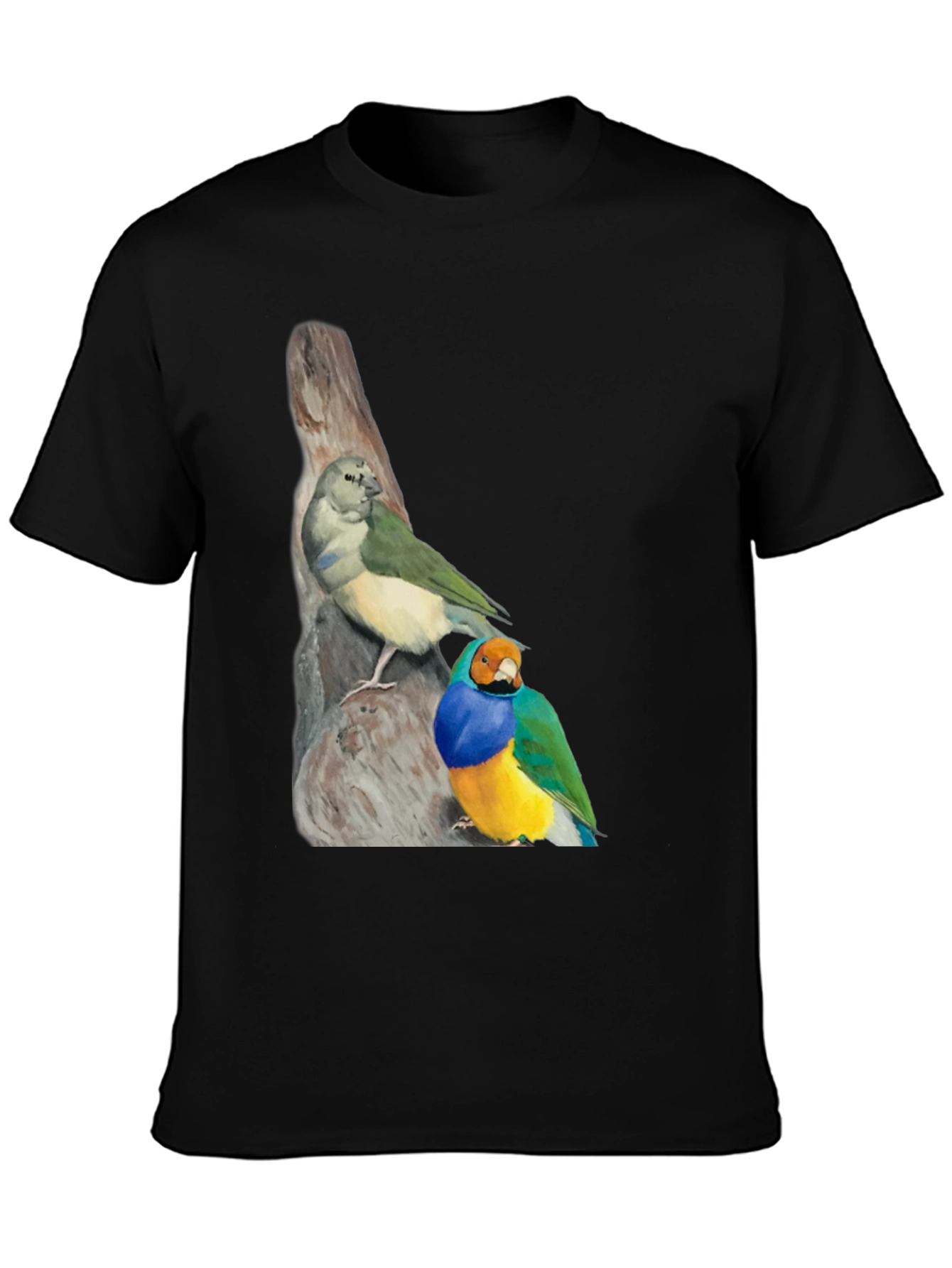 Birds on Branch Black T-Shirt