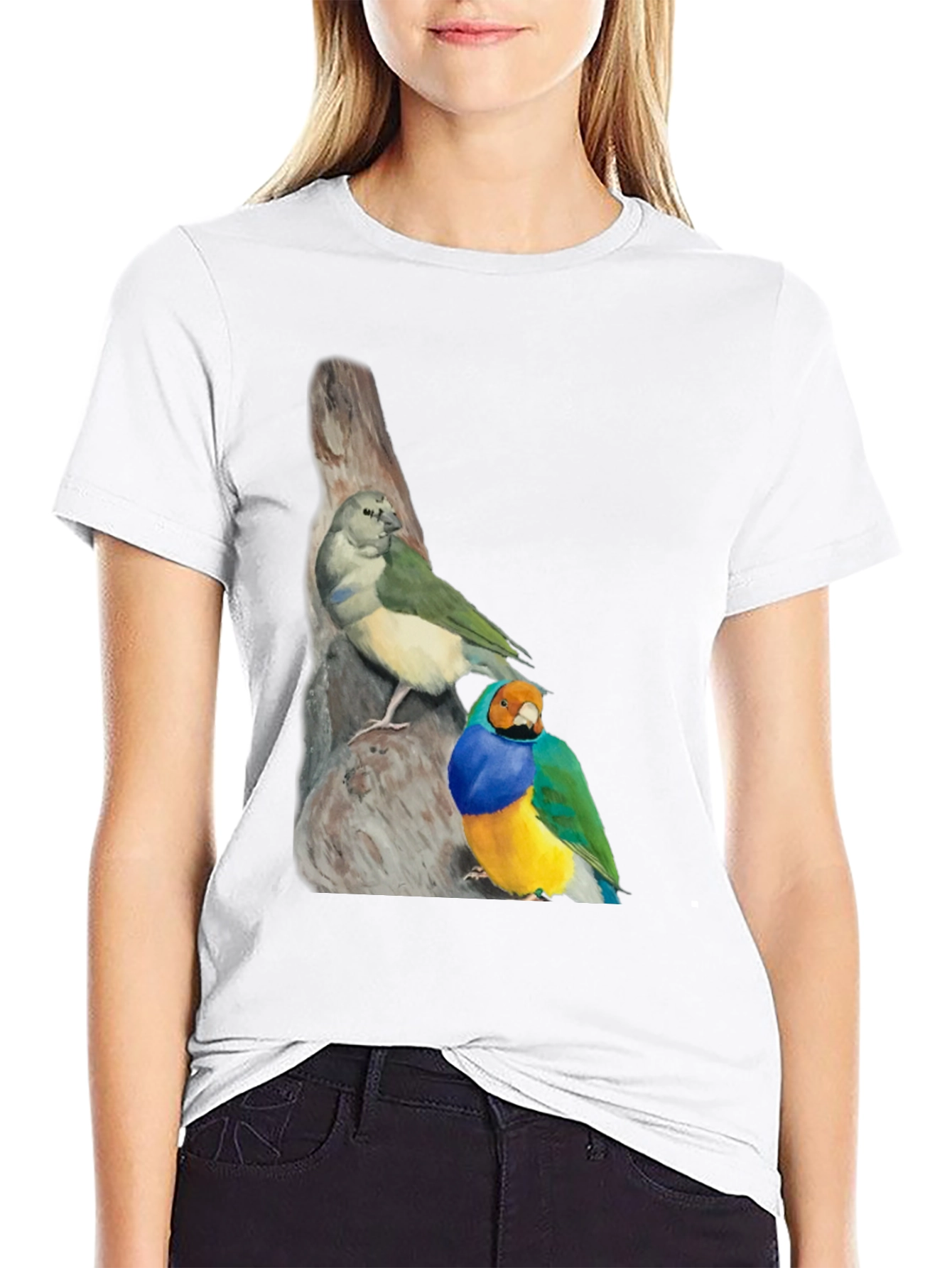 Birds on Branch Black T-Shirt