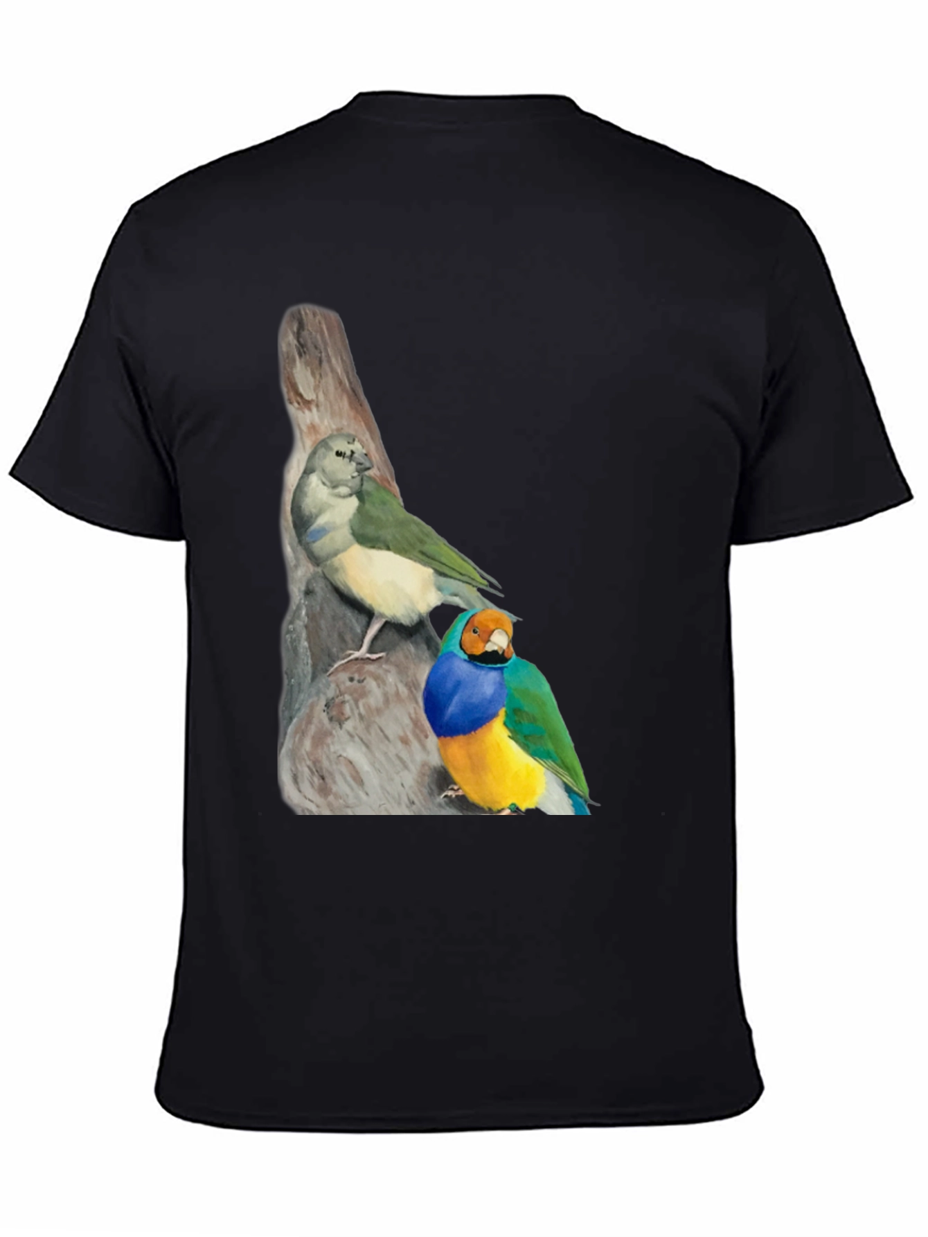 Birds on Branch Black T-Shirt