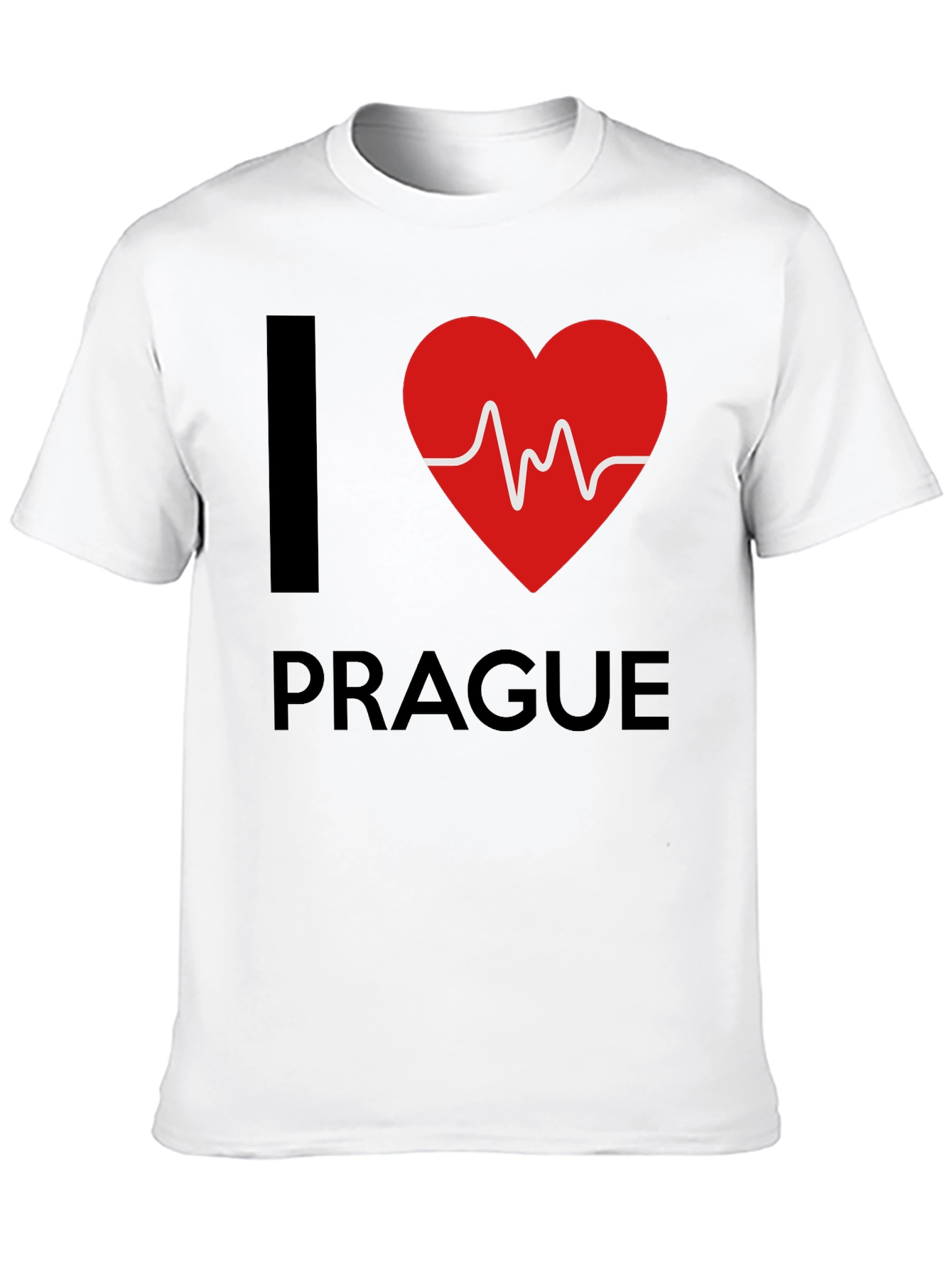 I Love Prague Heartbeat T-Shirt - Black