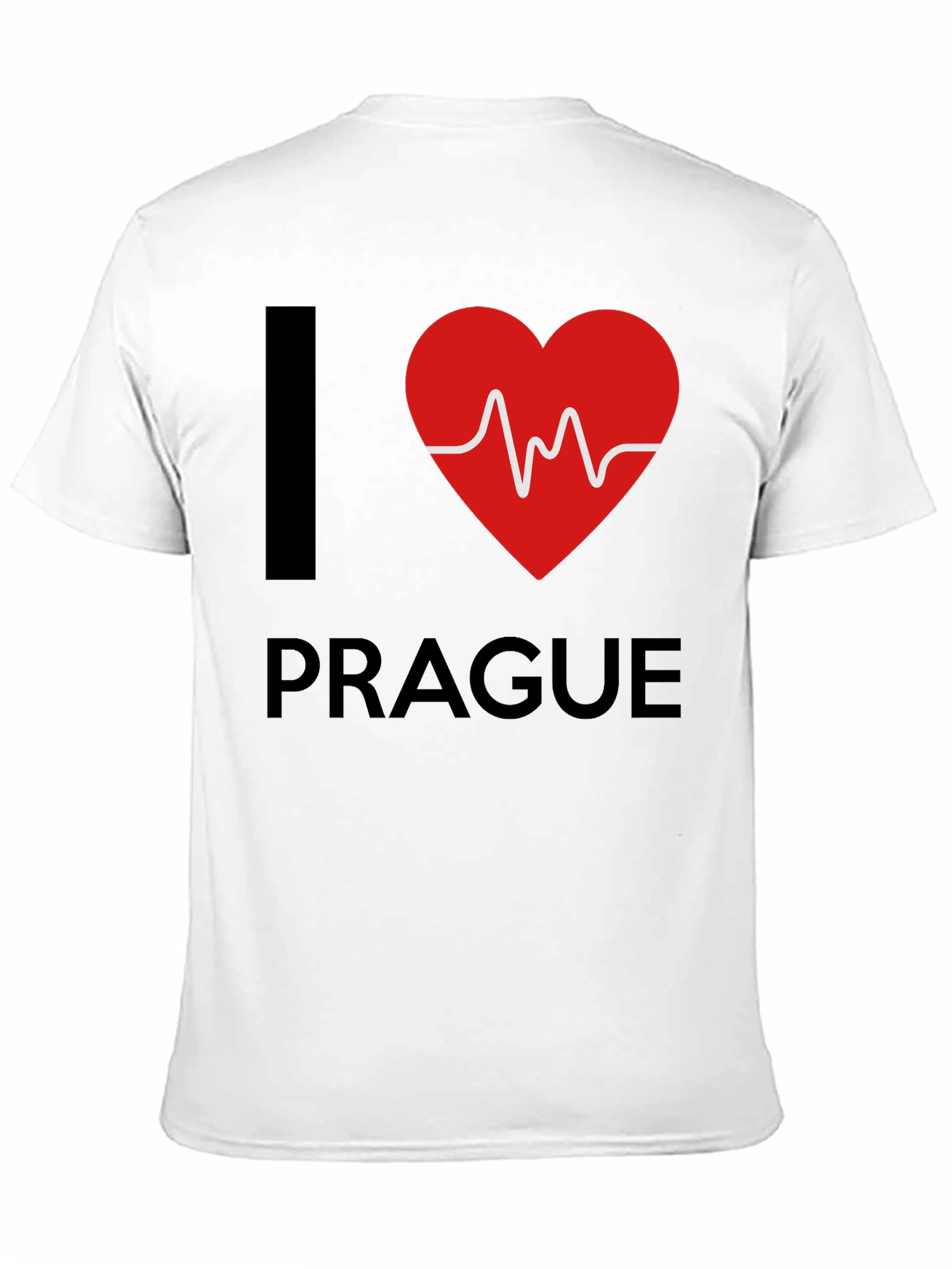 I Love Prague Heartbeat T-Shirt - Black