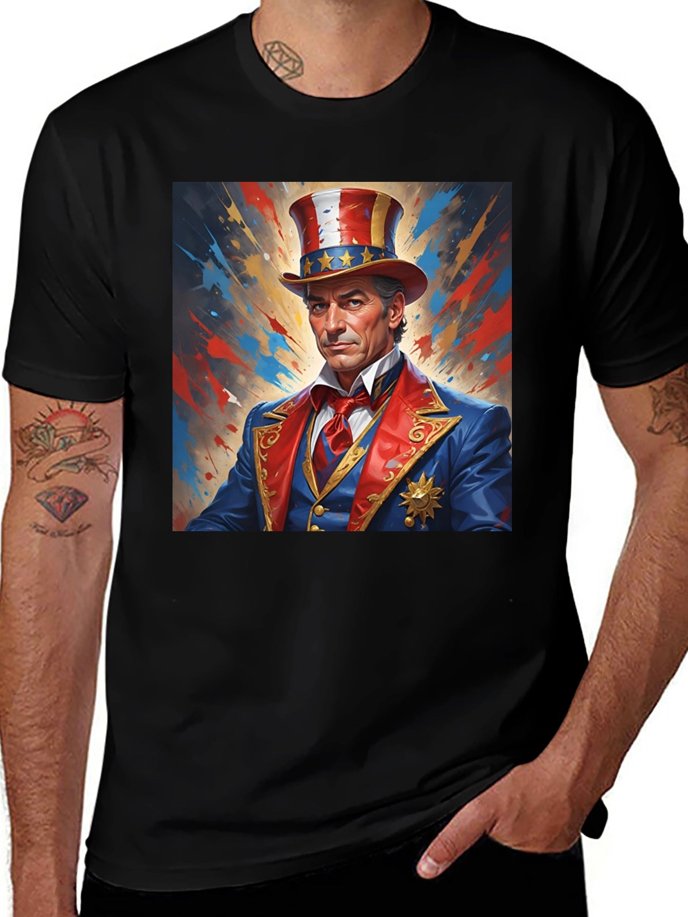 Patriotic Man Graphic Print T-Shirt