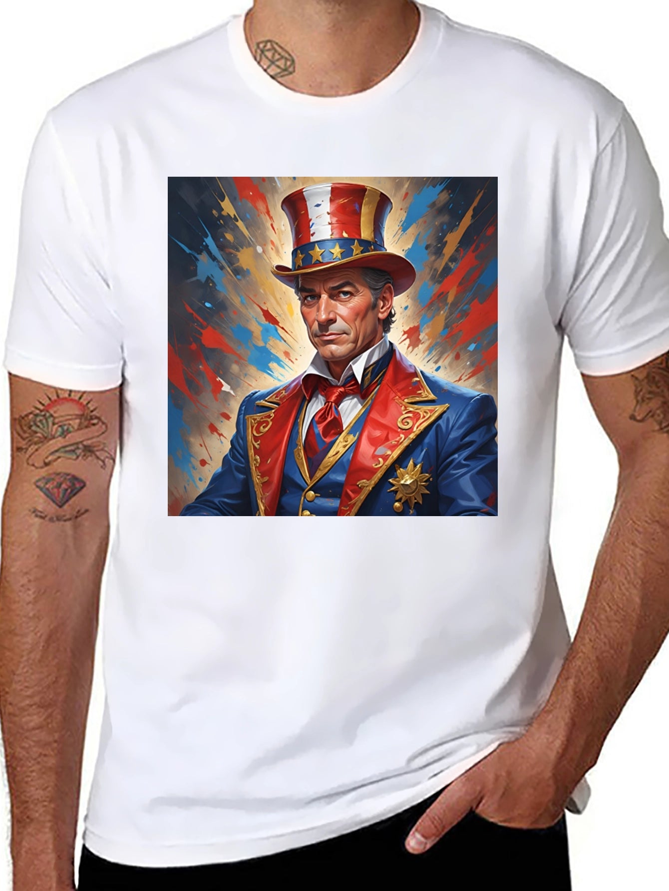 Patriotic Man Graphic Print T-Shirt