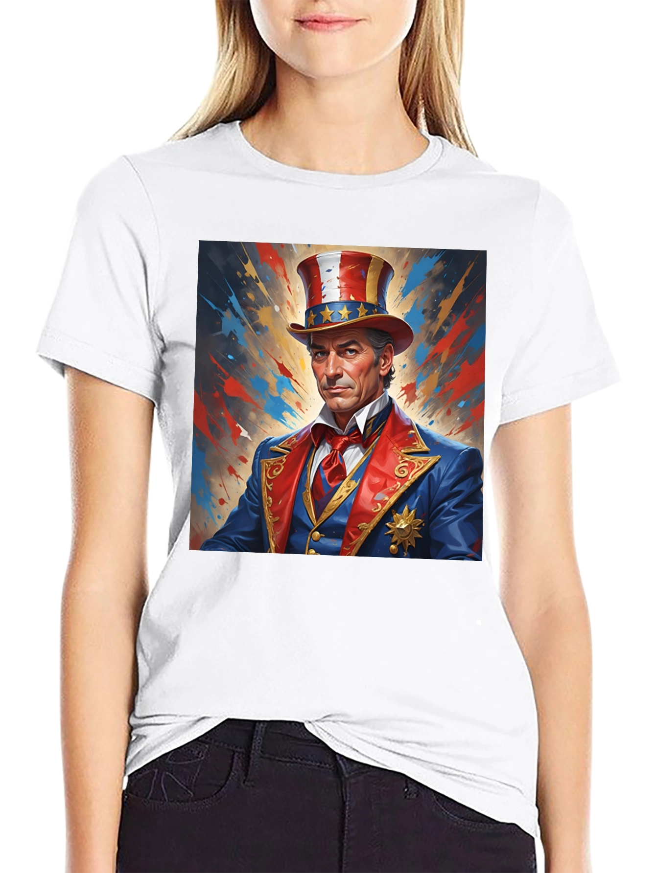 Patriotic Man Graphic Print T-Shirt