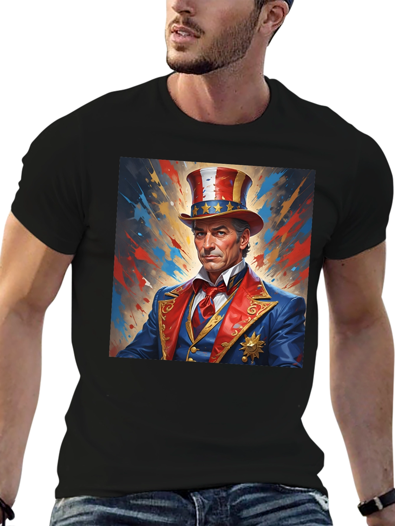 Patriotic Man Graphic Print T-Shirt