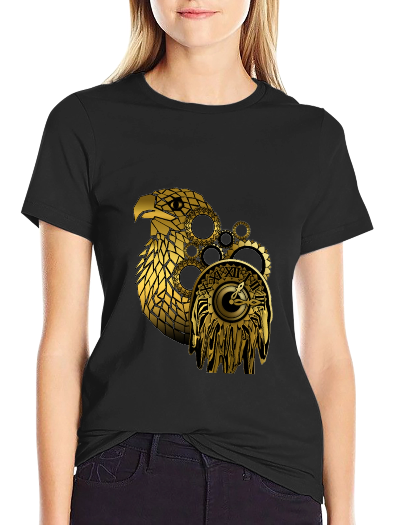 Steampunk Eagle Black T-Shirt