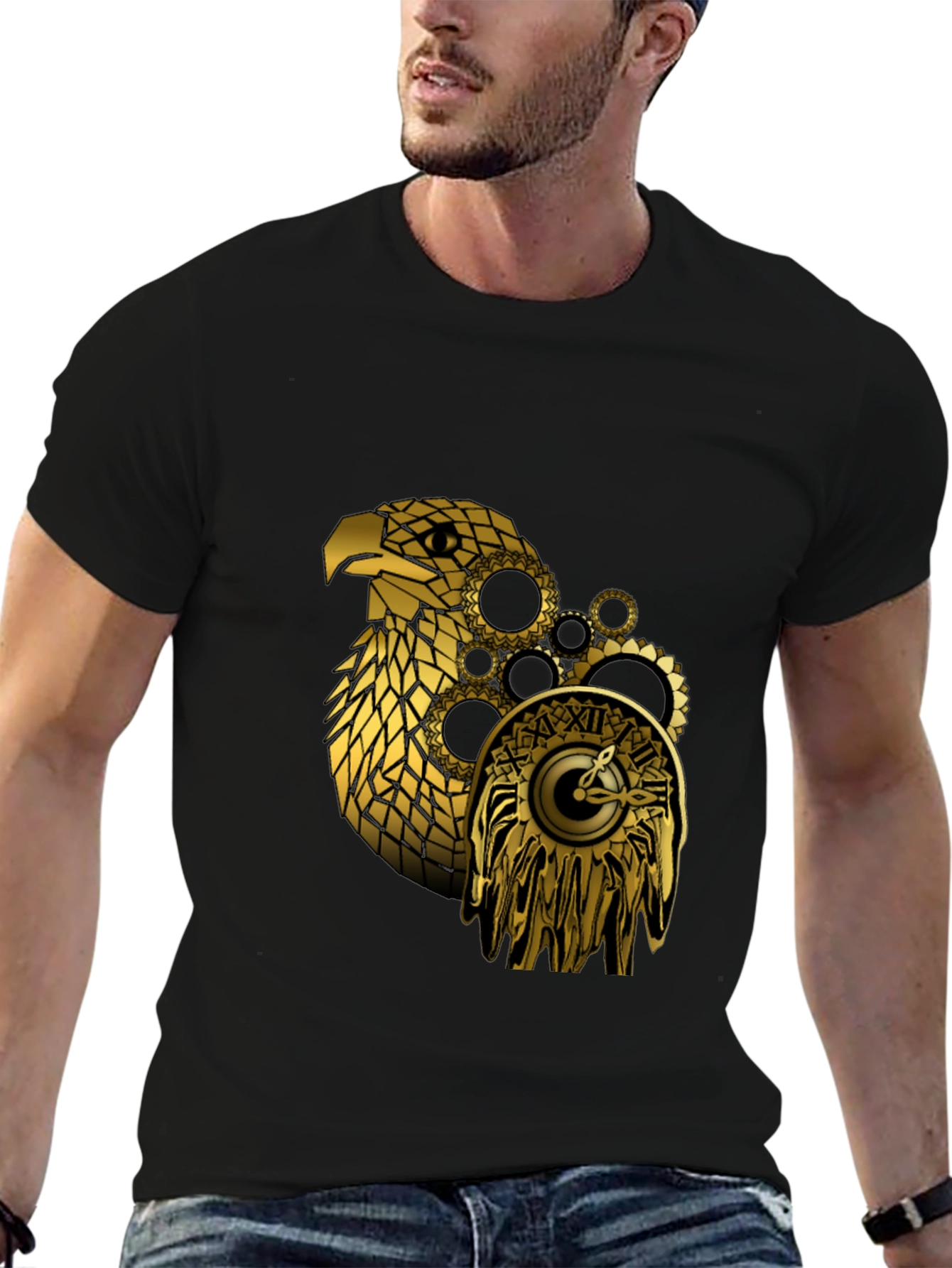 Steampunk Eagle Black T-Shirt