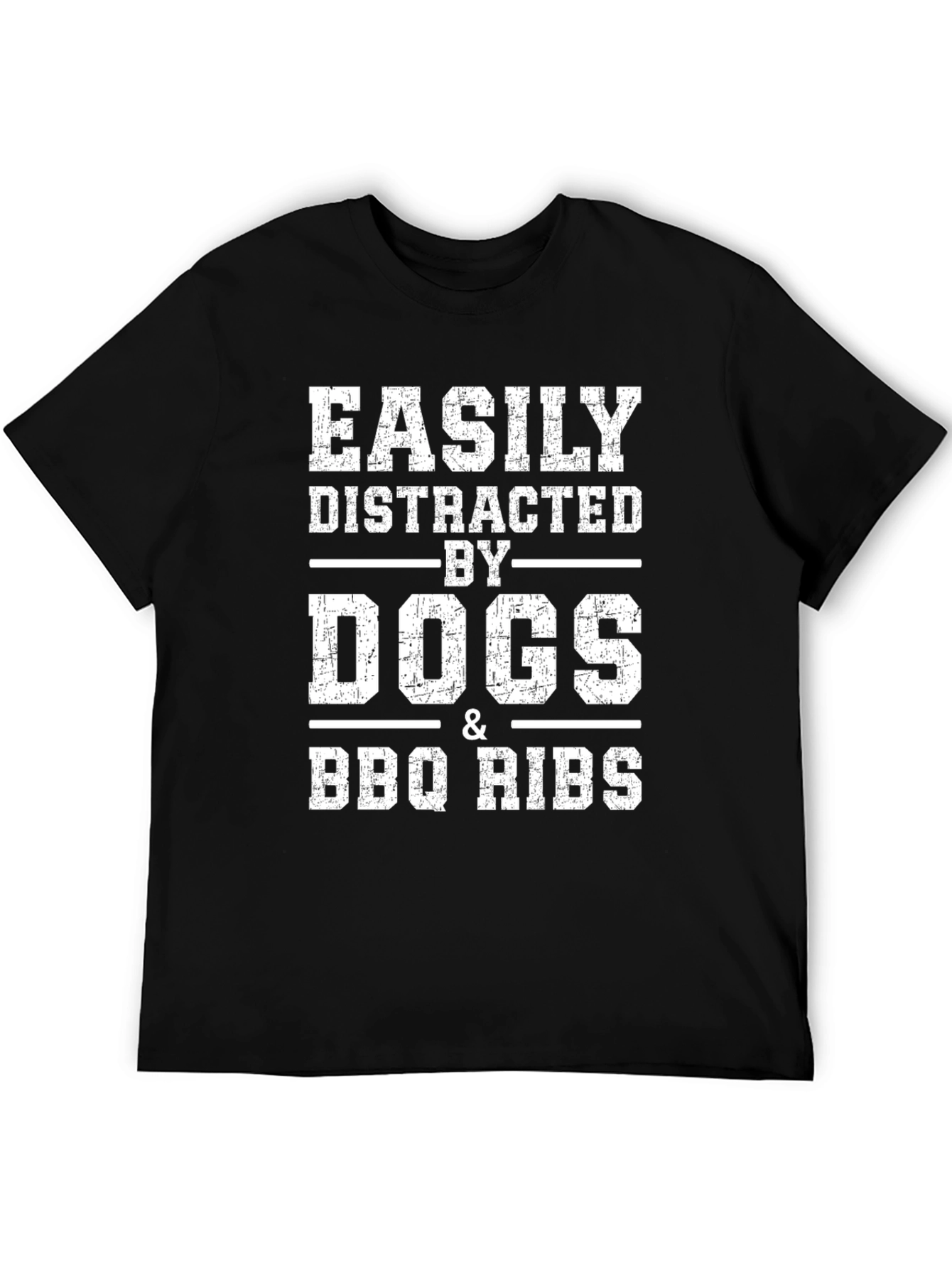 Easily Distracted By Dogs & BBQ Ribs Graphic T-Shirt