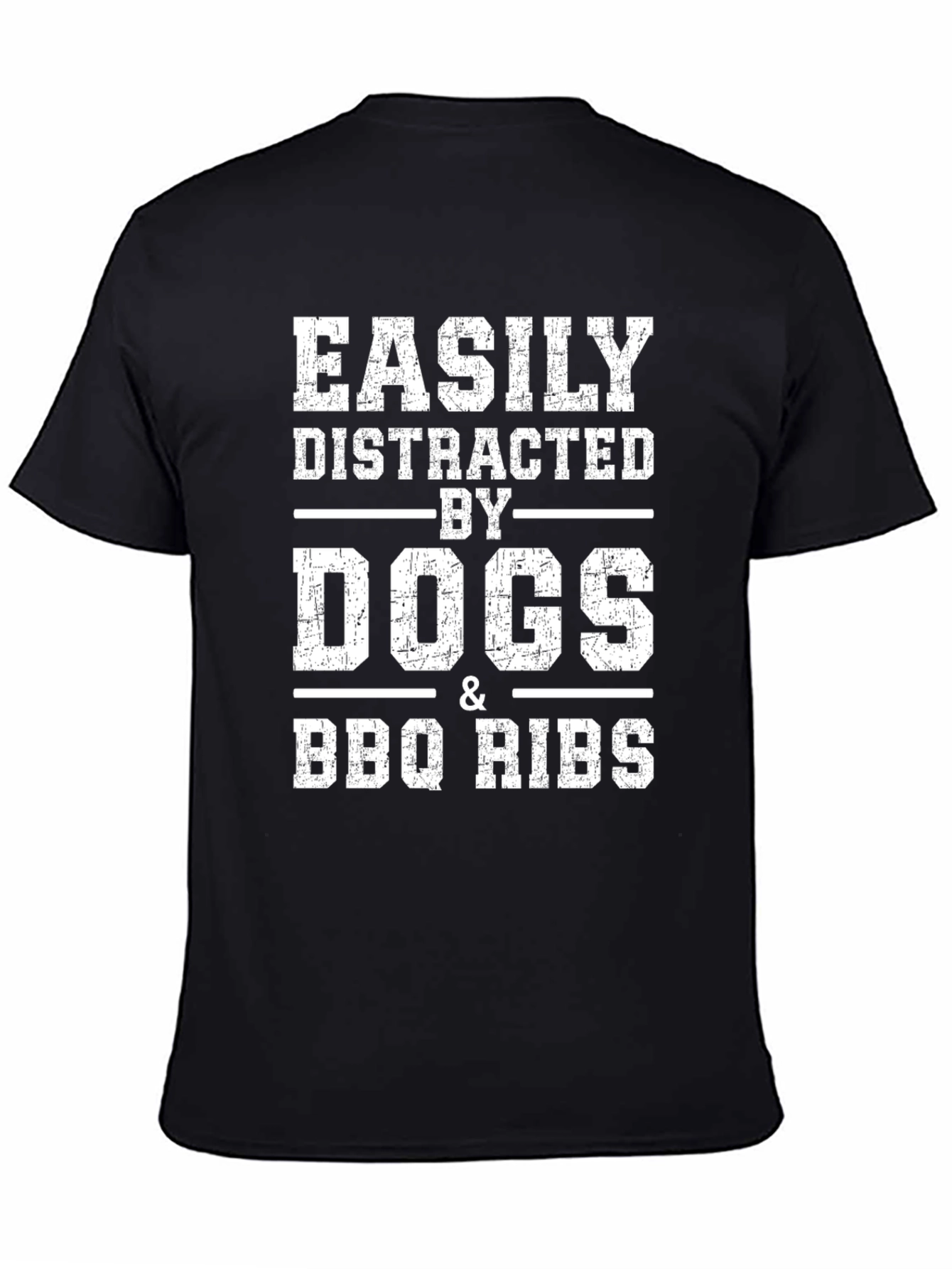 Easily Distracted By Dogs & BBQ Ribs Graphic T-Shirt