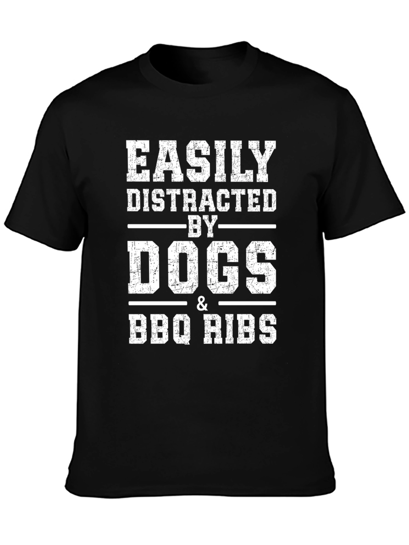 Easily Distracted By Dogs & BBQ Ribs Graphic T-Shirt