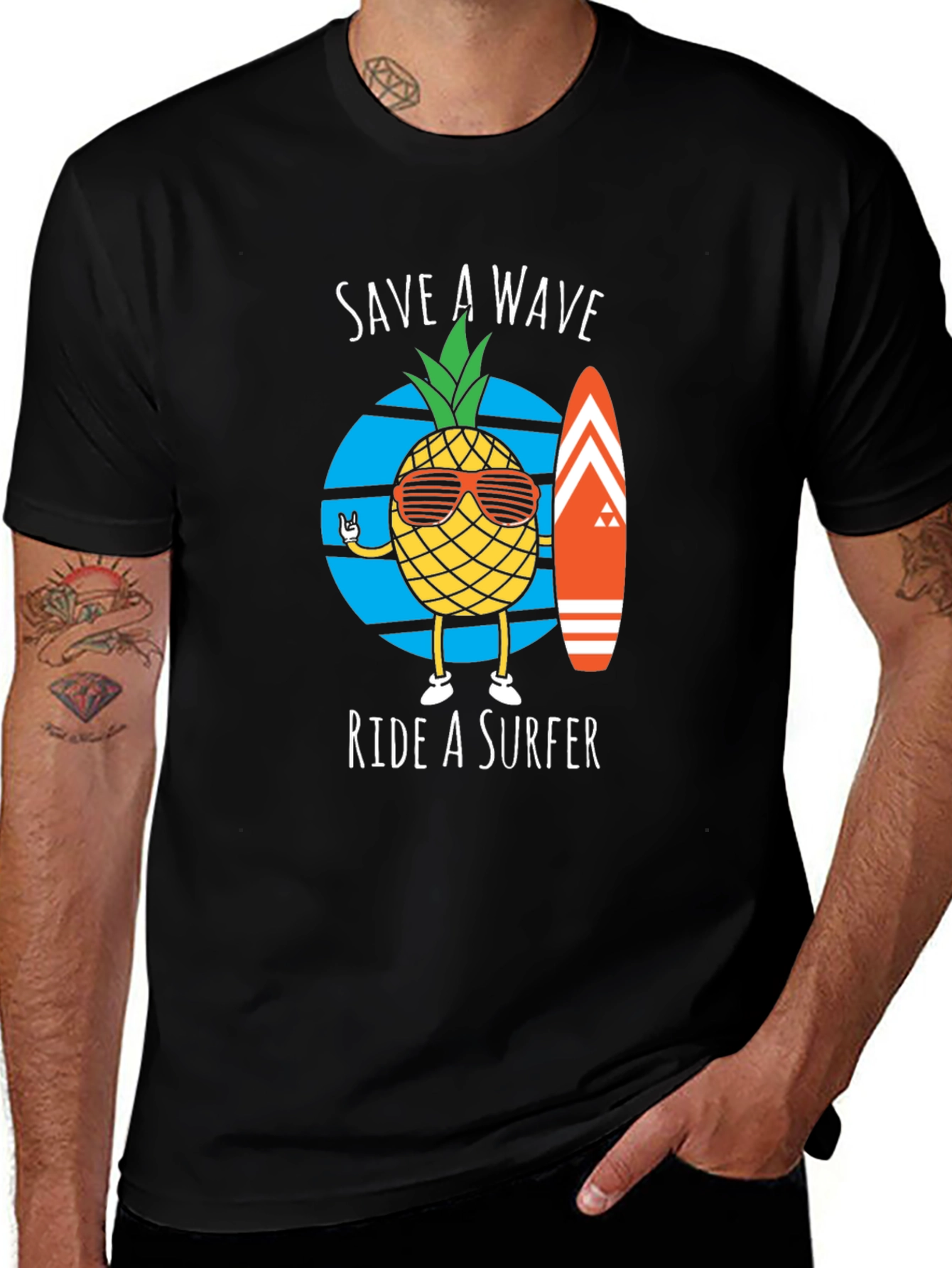 Save A Wave Ride A Surfer Graphic T-Shirt
