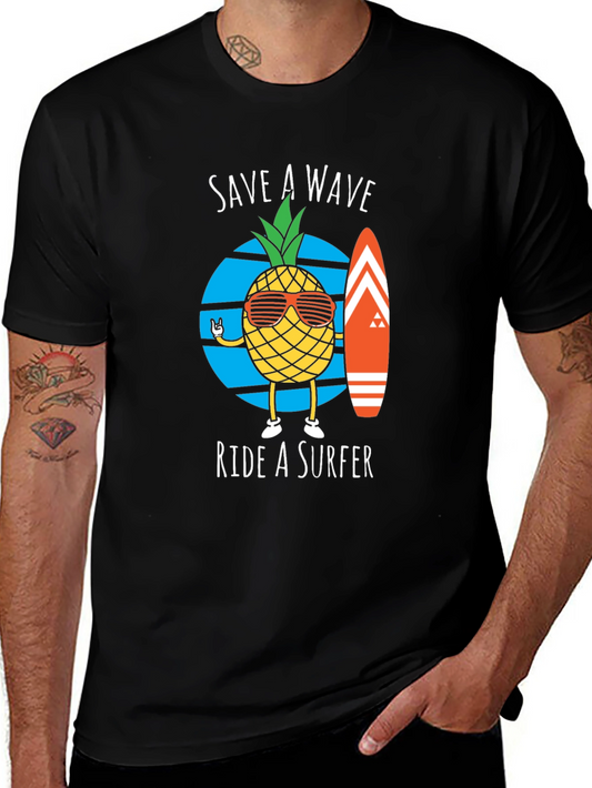 Save A Wave Ride A Surfer Graphic T-Shirt