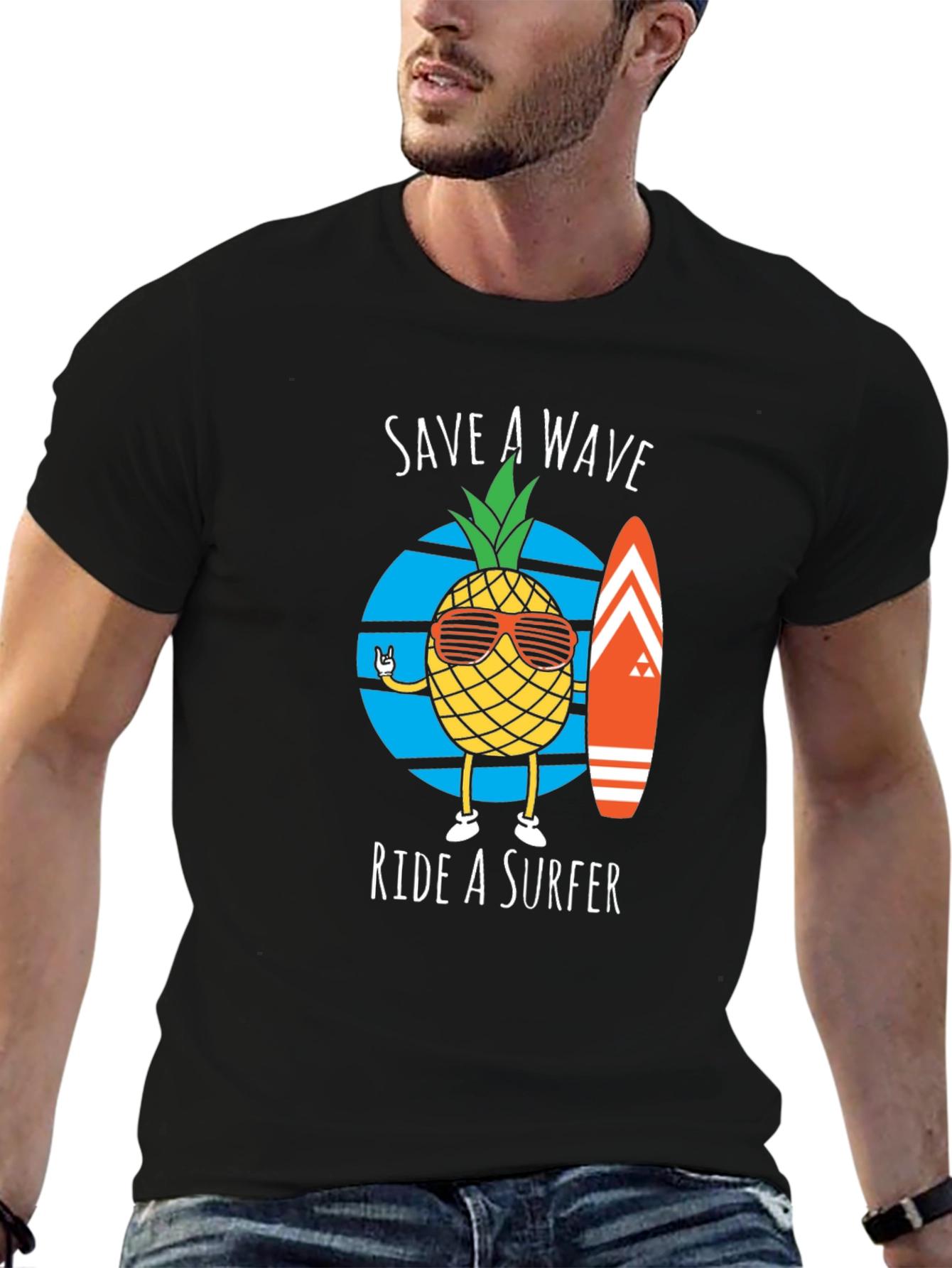 Save A Wave Ride A Surfer Graphic T-Shirt