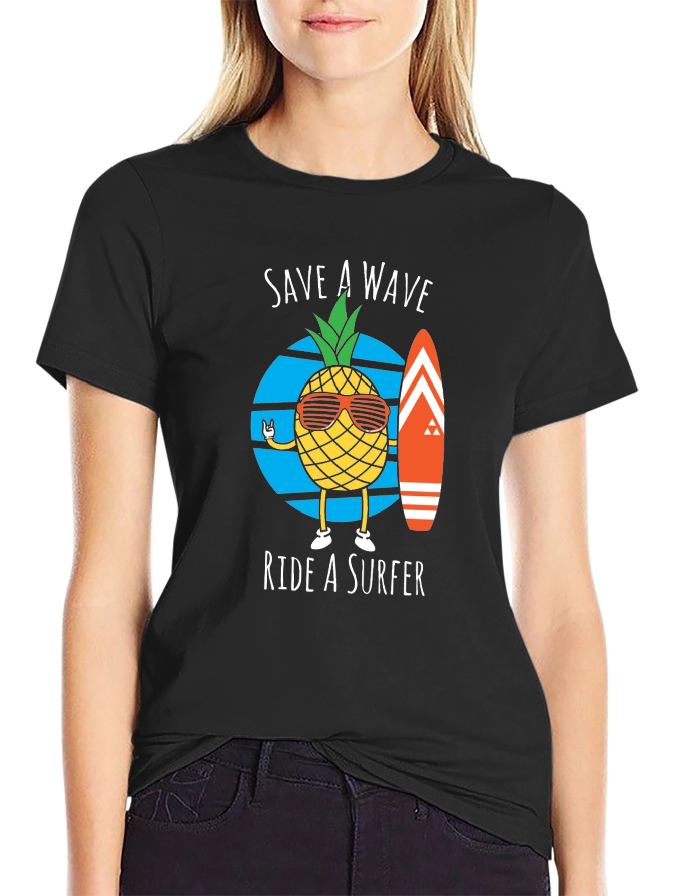 Save A Wave Ride A Surfer Graphic T-Shirt