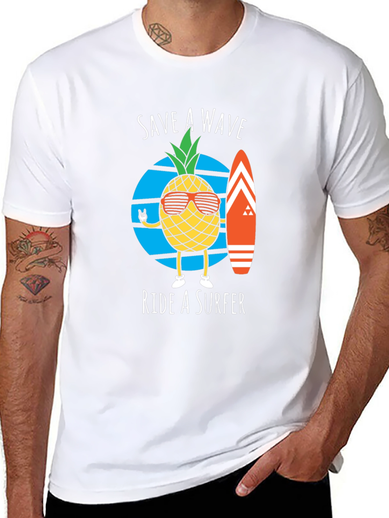 Save A Wave Ride A Surfer Graphic T-Shirt
