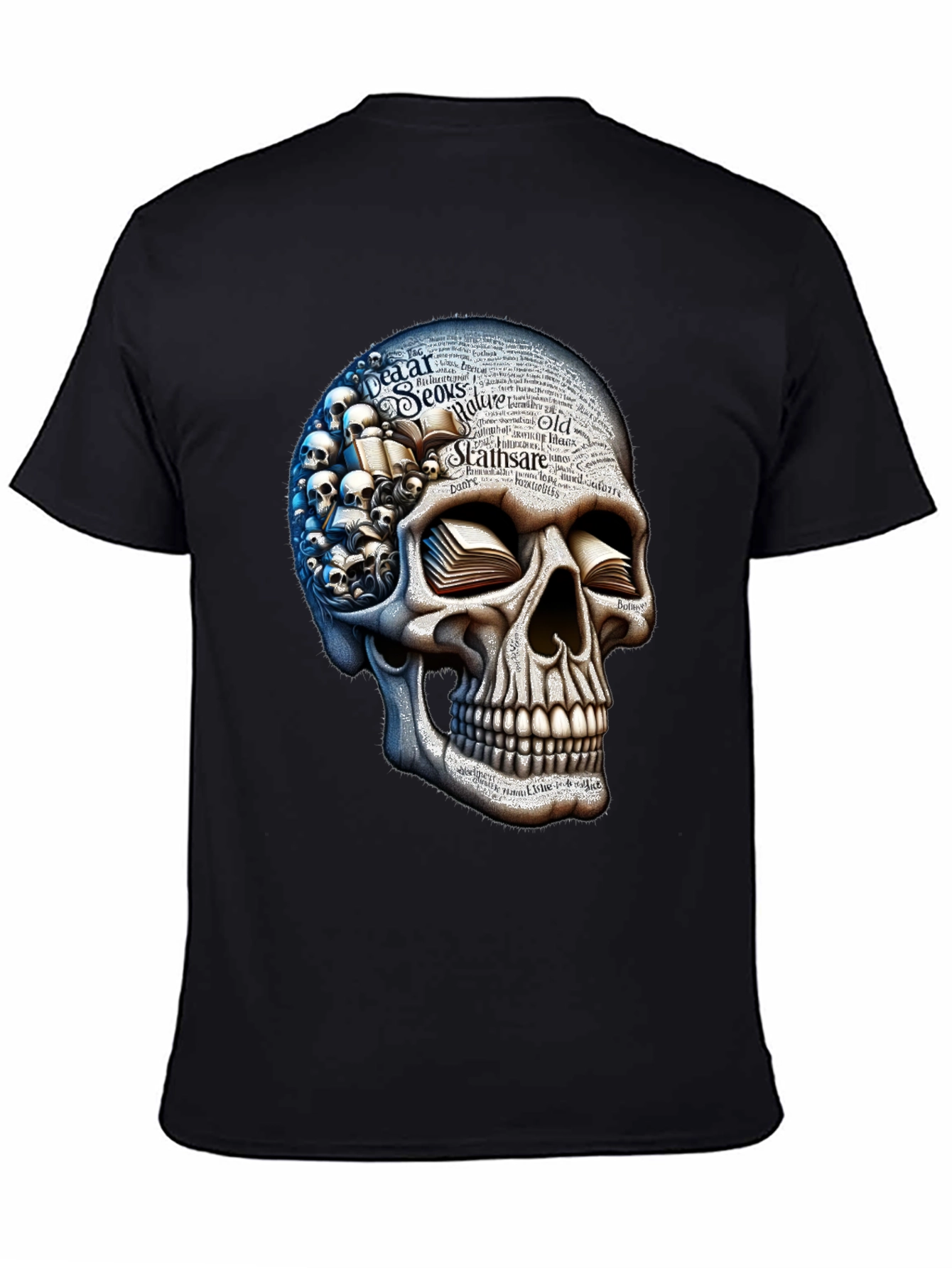 Skull with Books Graphic T-Shirt