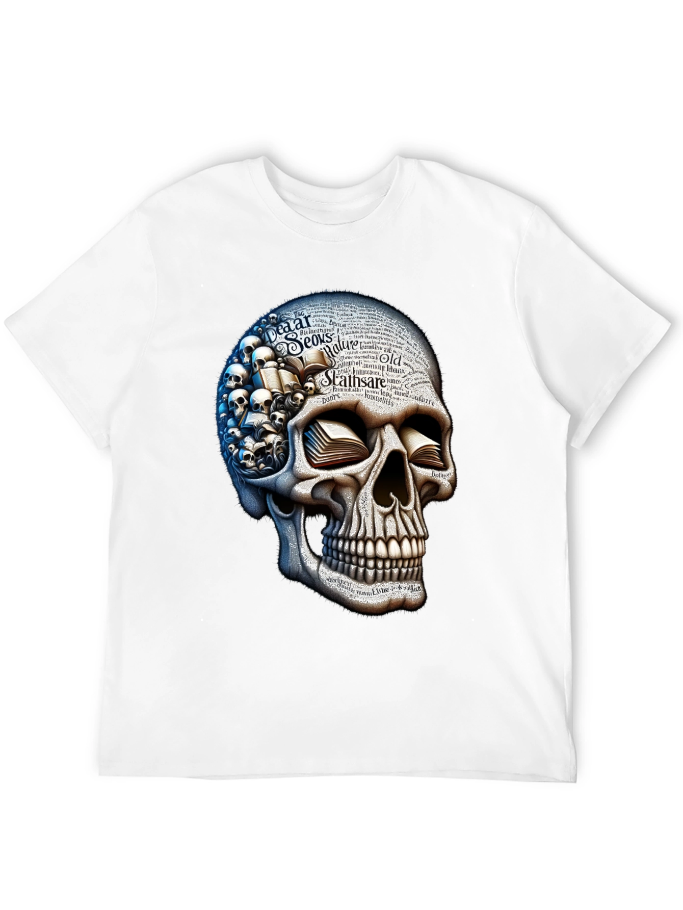Skull with Books Graphic T-Shirt