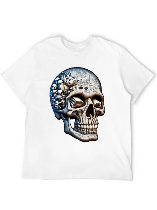 Skull with Books Graphic T-Shirt