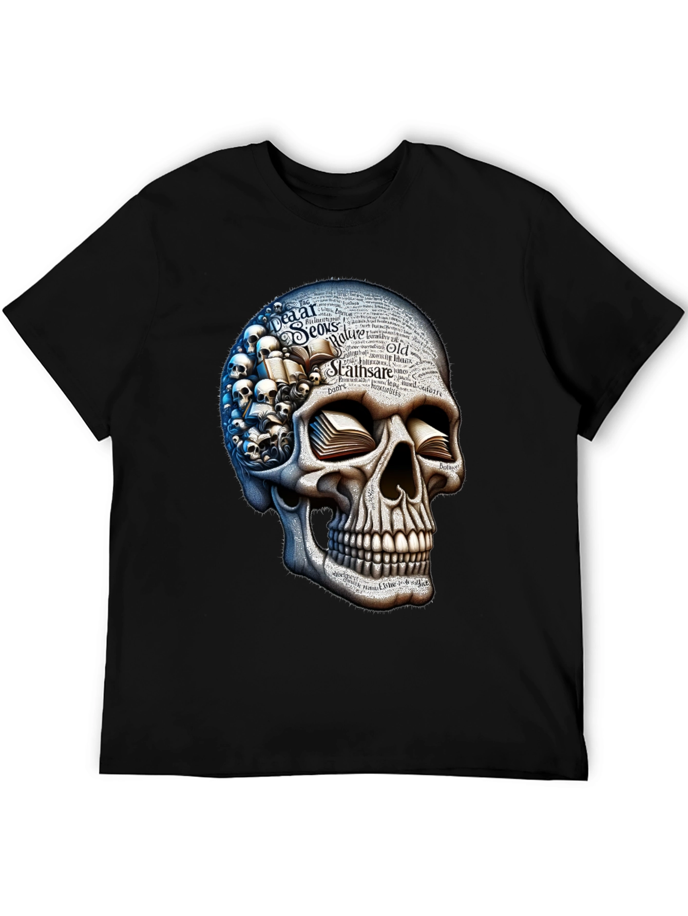 Skull with Books Graphic T-Shirt