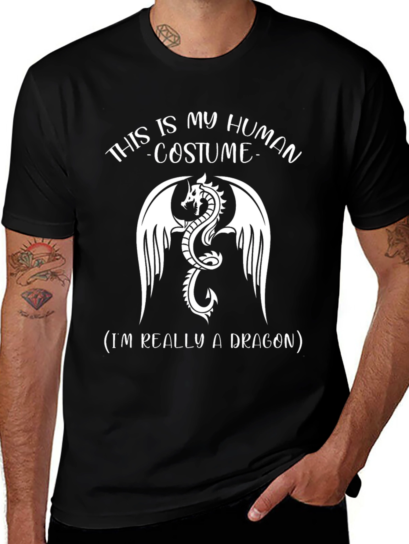 Human Costume Dragon Graphic Tee - Black T-Shirt
