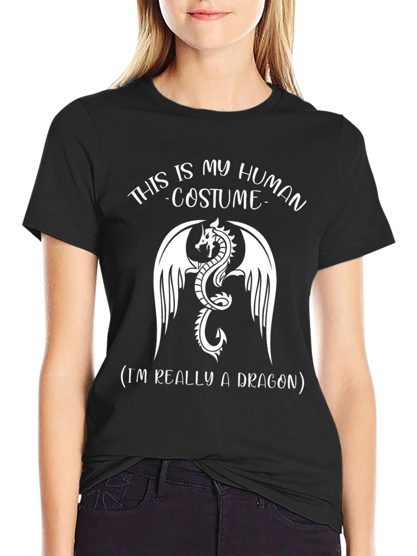 Human Costume Dragon Graphic Tee - Black T-Shirt