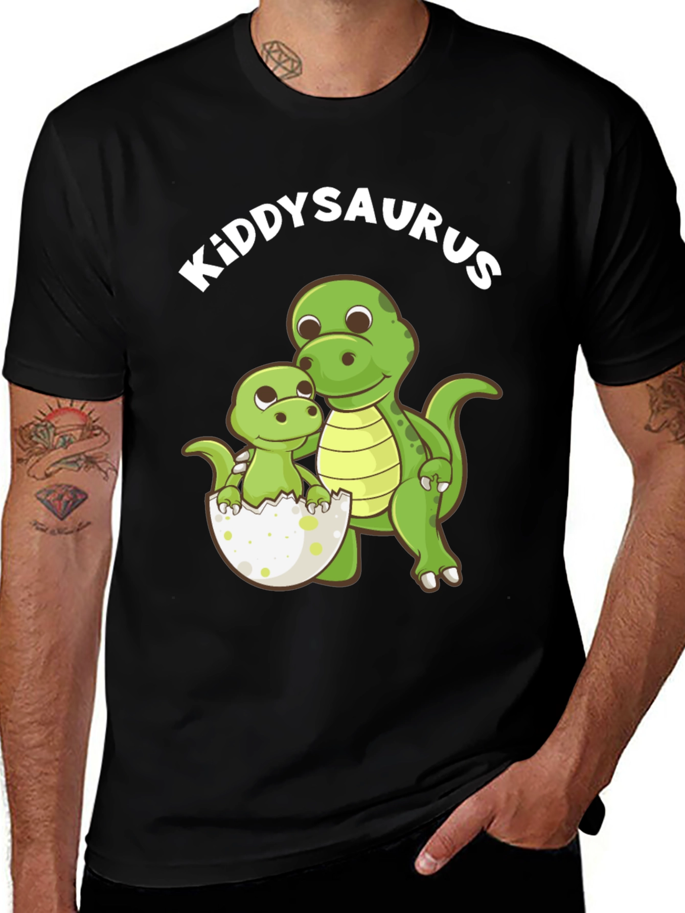 Kiddysaurus Black T-Shirt - Dino Dad & Baby