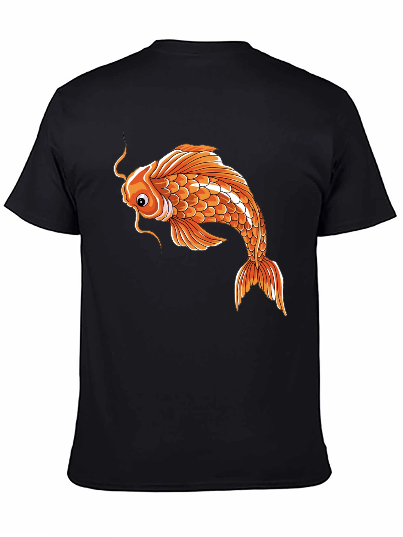 Koi Fish Graphic Tee - Unique Design Black Cotton