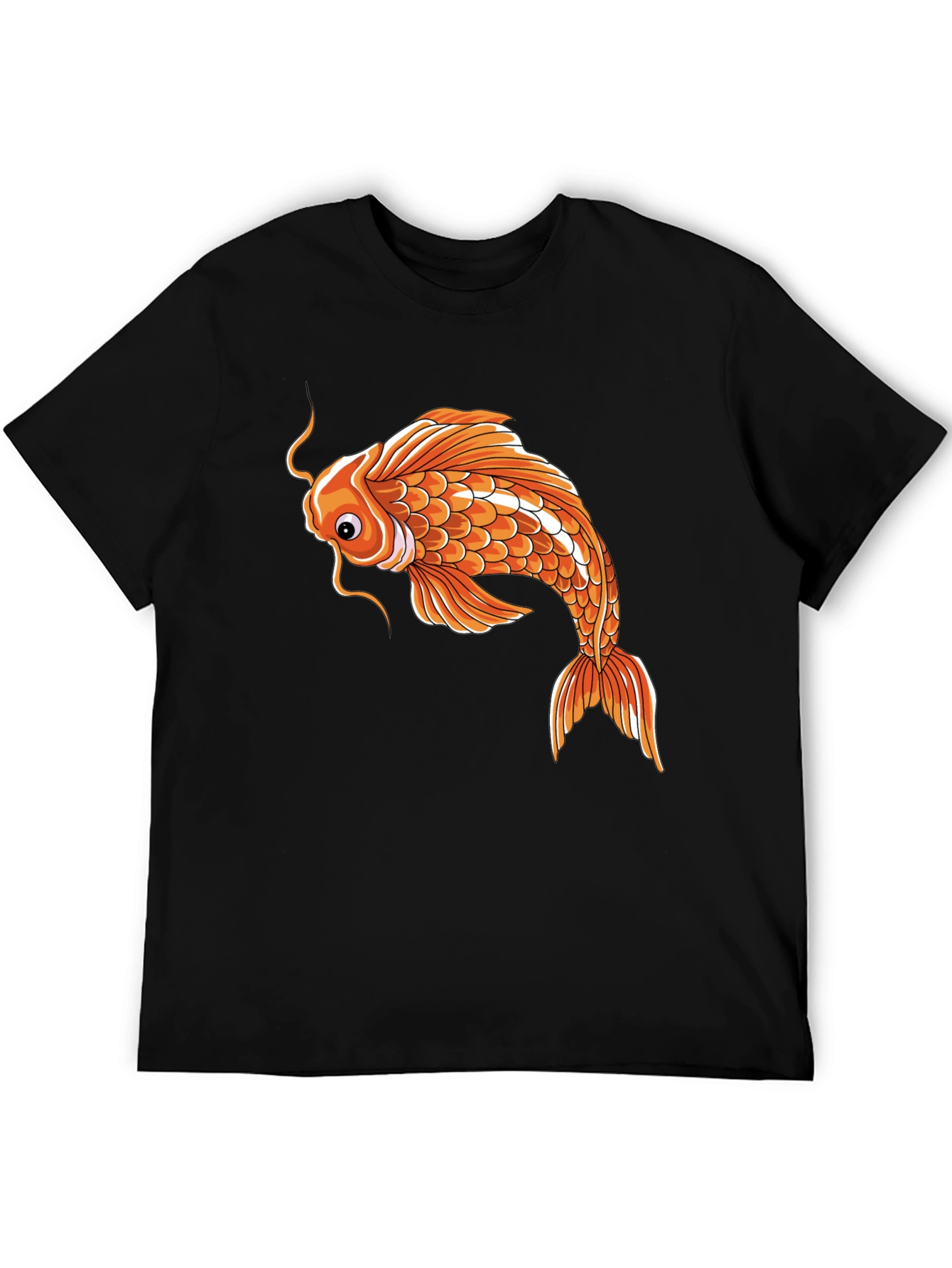 Koi Fish Graphic Tee - Unique Design Black Cotton