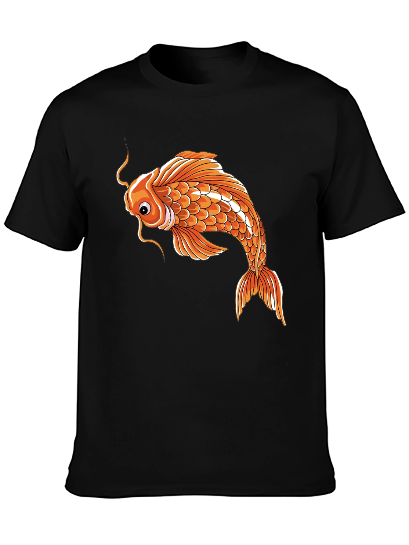 Koi Fish Graphic Tee - Unique Design Black Cotton