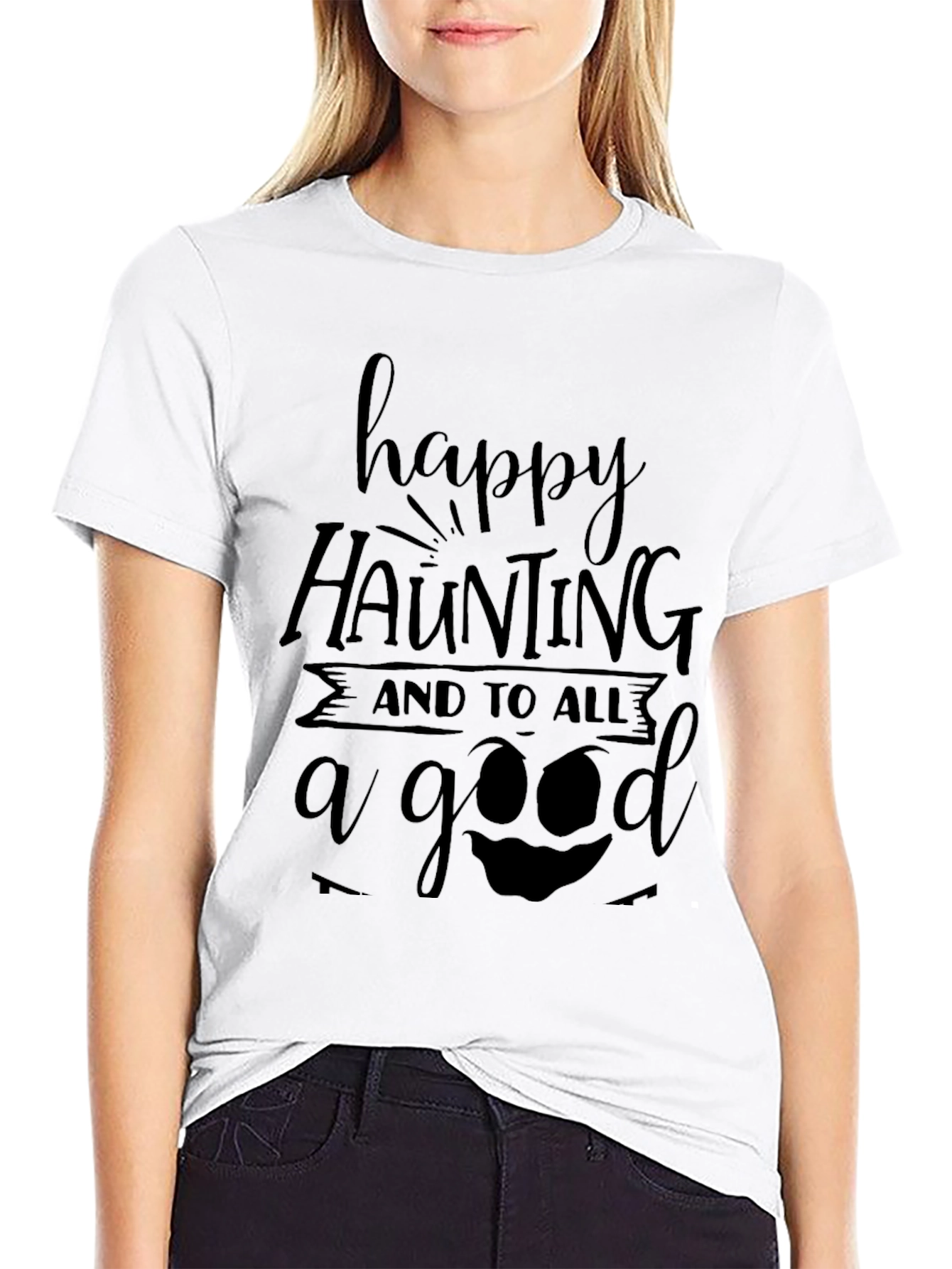 Happy Haunting Halloween Black T-Shirt