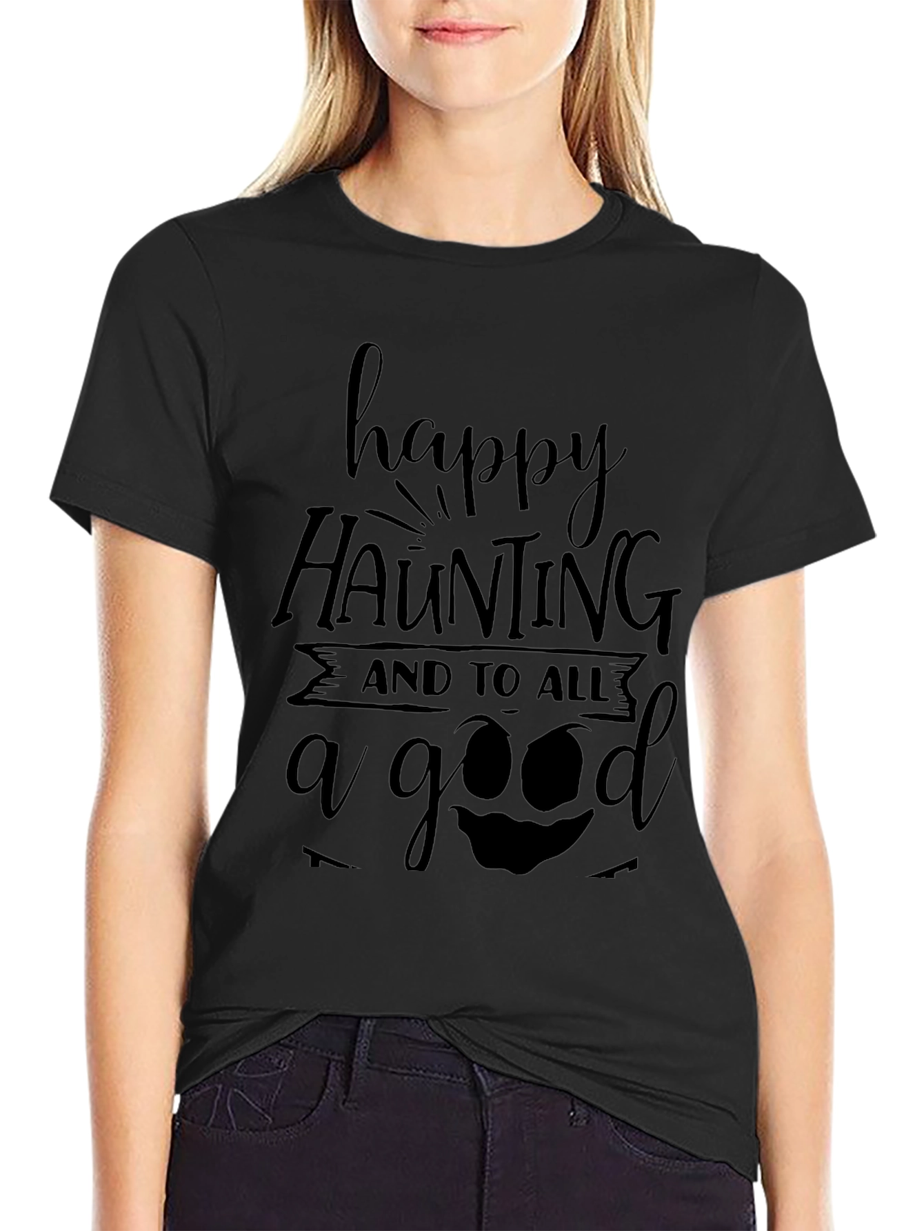Happy Haunting Halloween Black T-Shirt