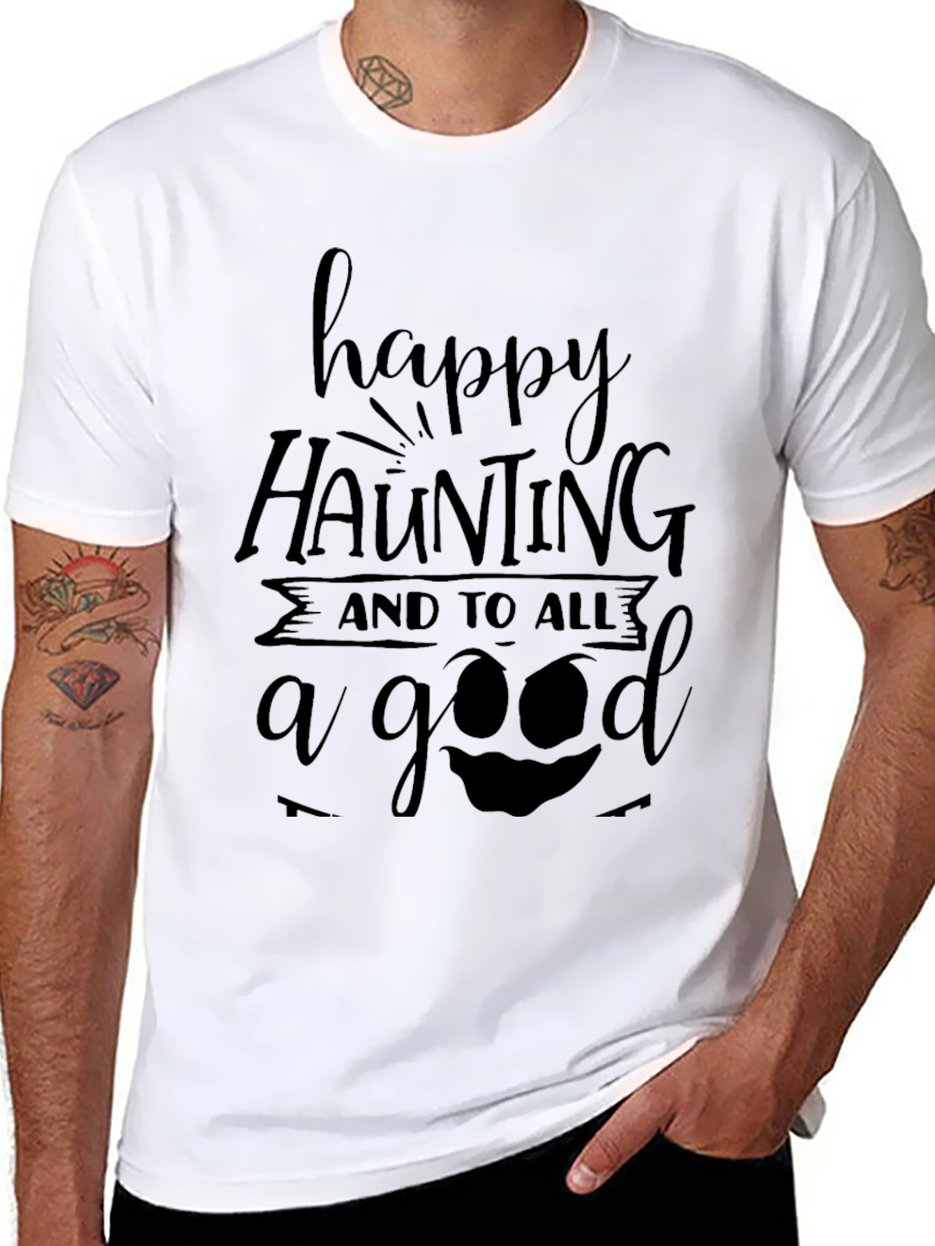 Happy Haunting Halloween Black T-Shirt