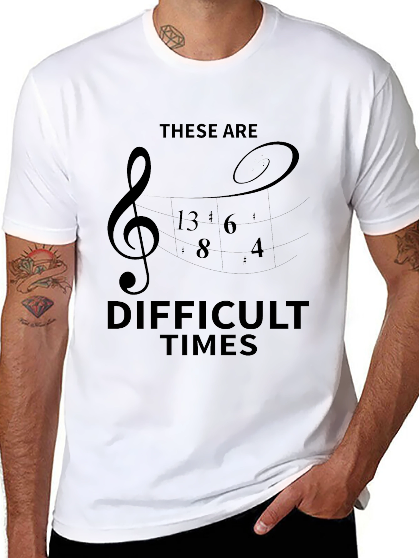 Difficult Times Music Treble Clef T-Shirt