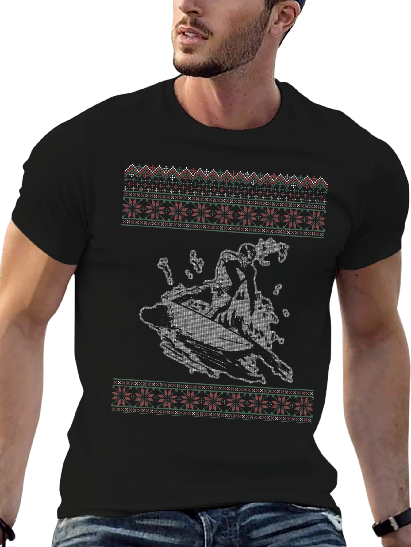 Surfing Ugly Christmas Sweater T-Shirt
